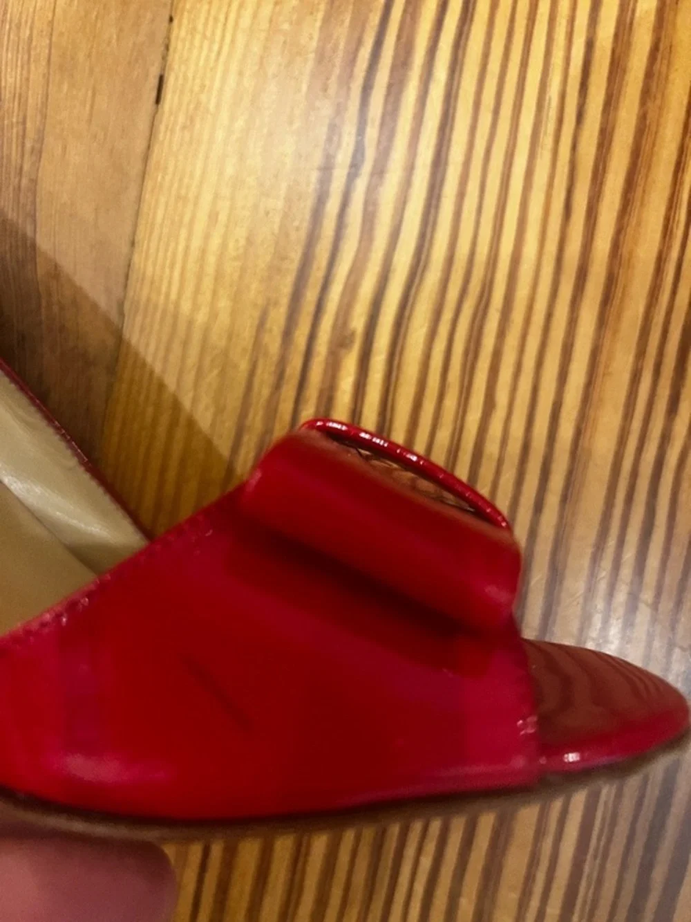 Kate Spade Maria Red Patton Opened Toe Heel SZ 6